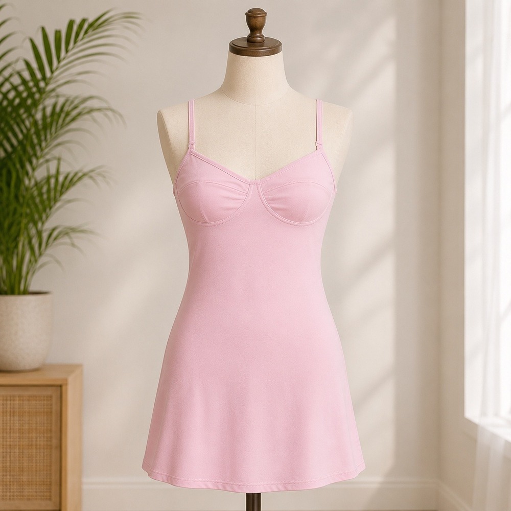 NWT Abound Camisole Slip Dress Medium Pink Sweetheart Neck Adjustable Strap